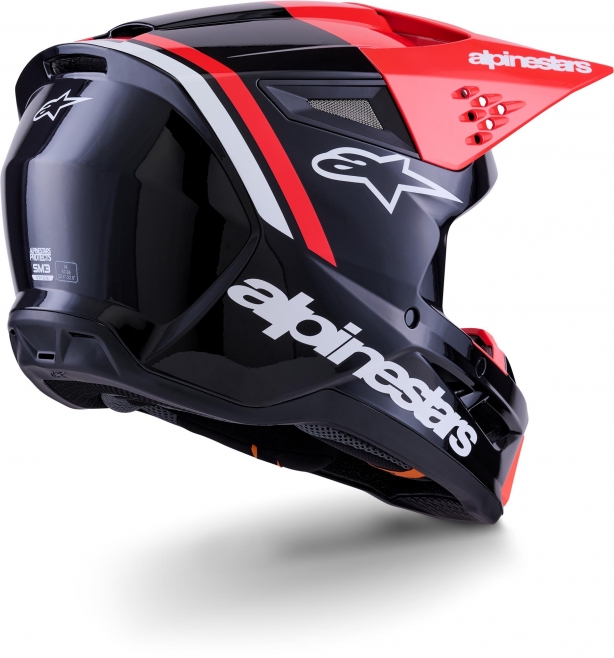 Шлем Alpinestars S-M3 Radium Black/Red Fluo/White Glossy