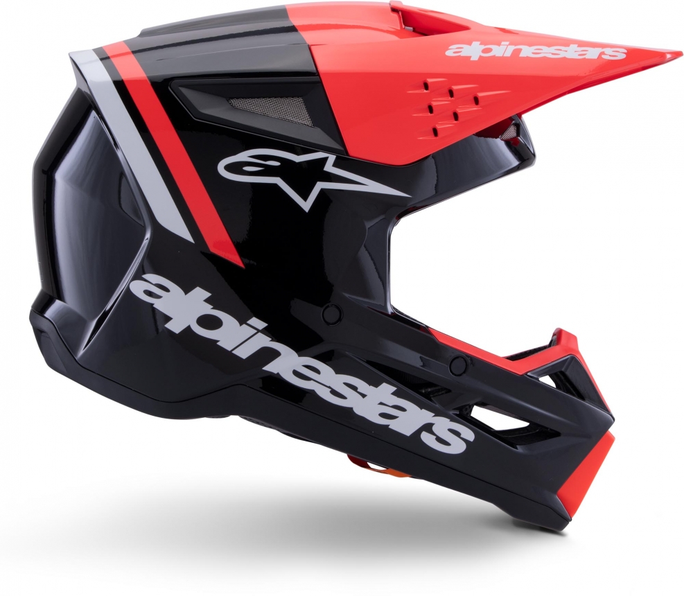 Шлем Alpinestars S-M3 Radium Black/Red Fluo/White Glossy