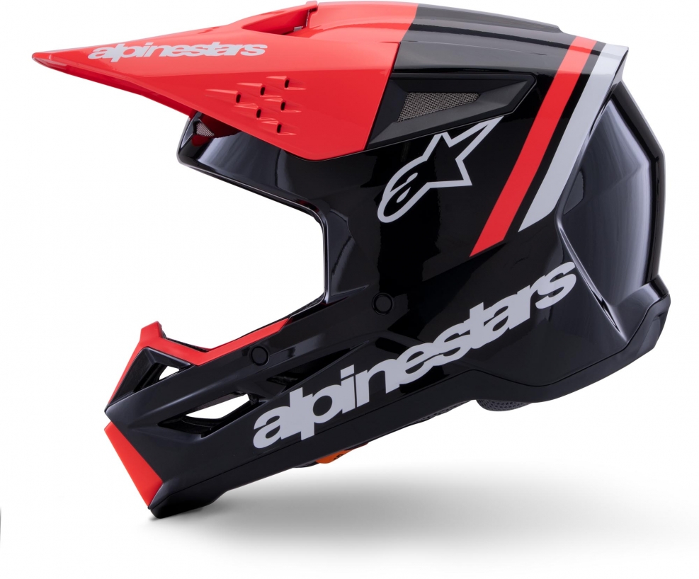 Шлем Alpinestars S-M3 Radium Black/Red Fluo/White Glossy