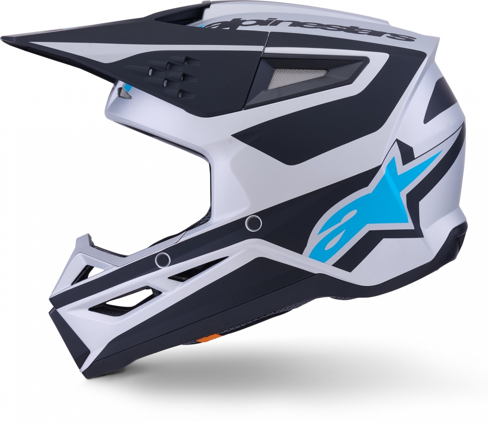 Шлем Alpinestars S-M3 Heat Silver/Blue/Black Matte
