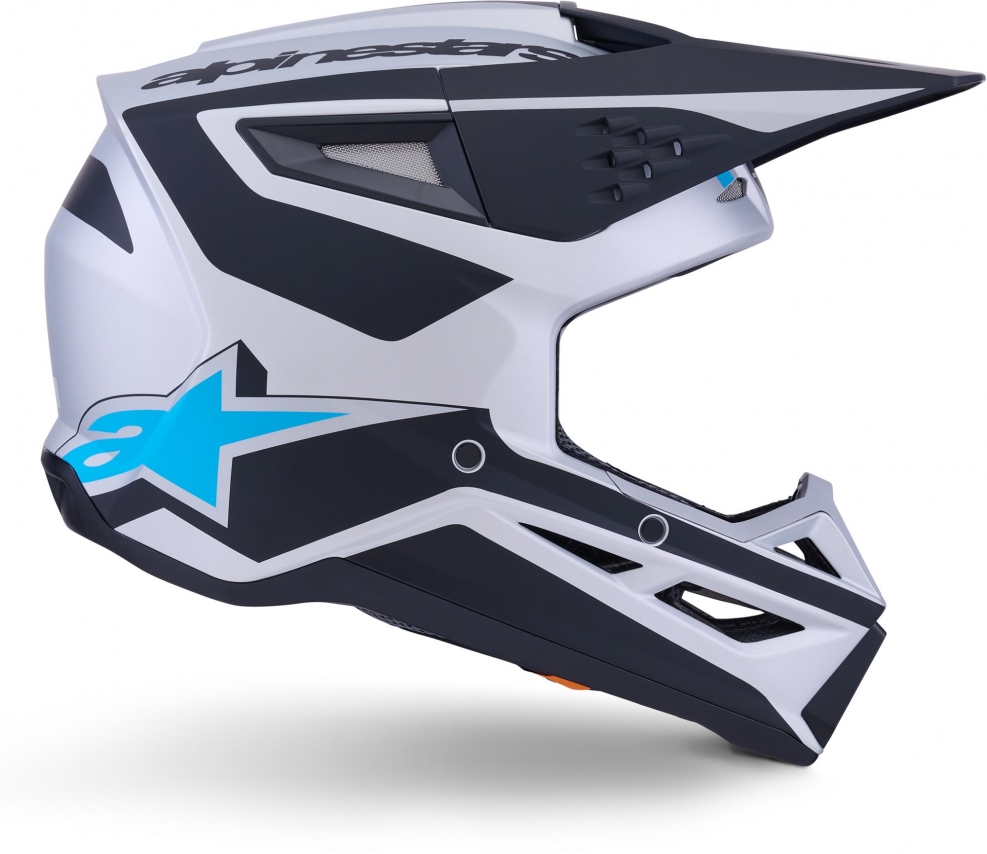 Шлем Alpinestars S-M3 Heat Silver/Blue/Black Matte