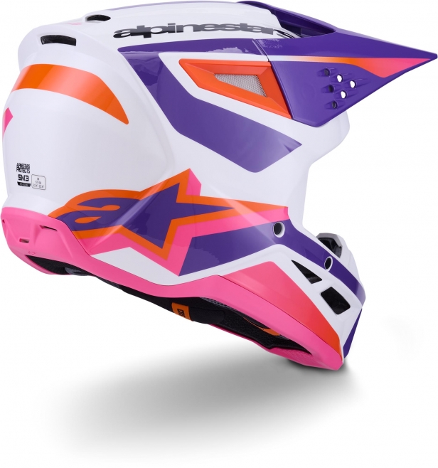 Шлем Alpinestars S-M3 Heat White/Purple/Pink Glossy