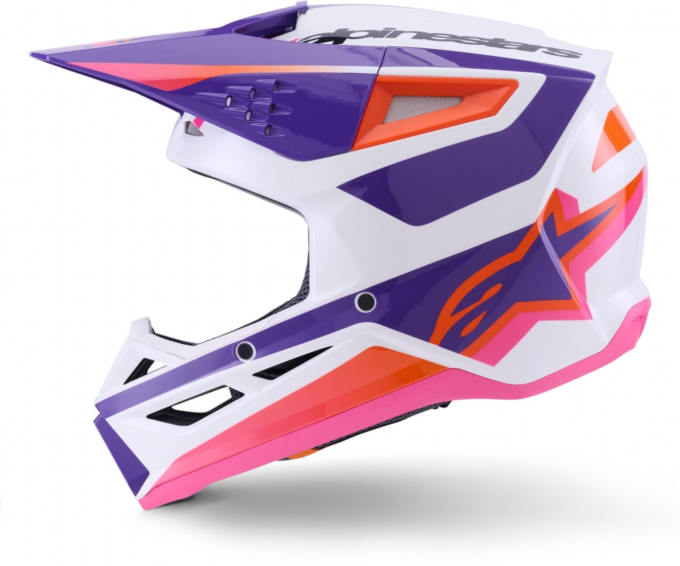 Шлем Alpinestars S-M3 Heat White/Purple/Pink Glossy