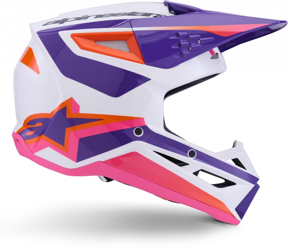 Шлем Alpinestars S-M3 Heat White/Purple/Pink Glossy
