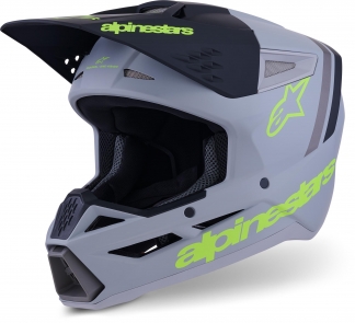 Кроссовый шлем Alpinestars S-M3 Radium Серый/Желтый Матовый