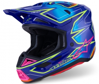 Кроссовый шлем Alpinestars S-M7 Cast Blue/Pink/Yellow Fluo Gloss